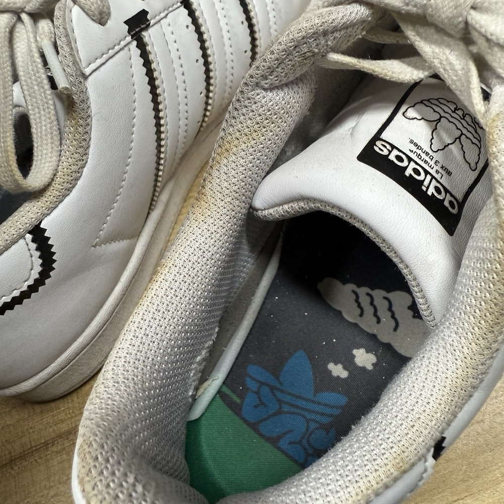 Adidas Superstar Cloud Sneakers Thin Stripes White Black‎ Leather Women's 6.5 - Picture 8 of 12